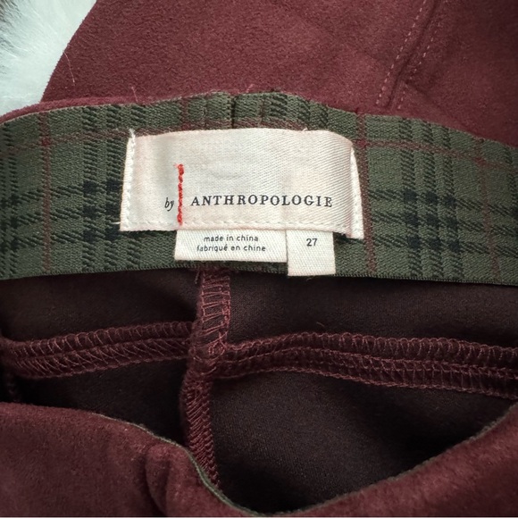 Anthropologie Faux Suede Leggings in Burgundy - Picture 4 of 6
